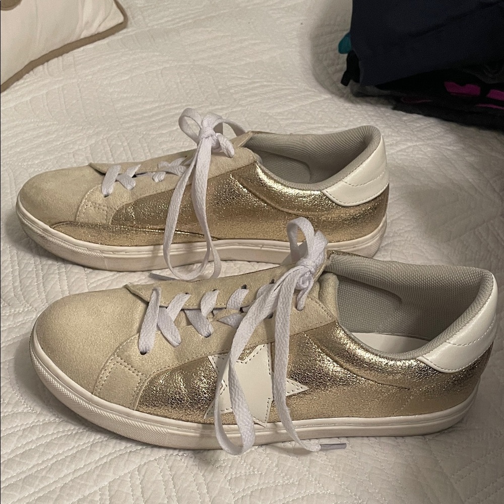 Packed Party Gold and White Sneakers
